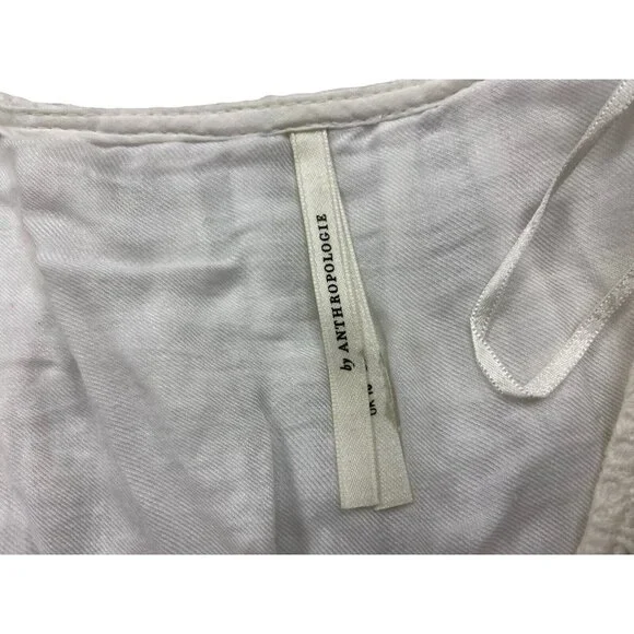 Anthropologie Boho Lace Ebba Midi Dress Size 6 3/4 Sleeve White Eyelet - Picture 5 of 8